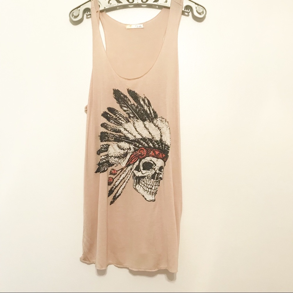 Feathers and Skull graphic tank